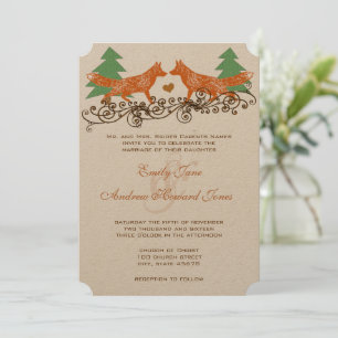 Romantic Forest Grove Foxes Woodsy Wedding Invitation