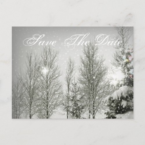 Romantic Forest trees Winter Wedding save the date Announcement Postcard