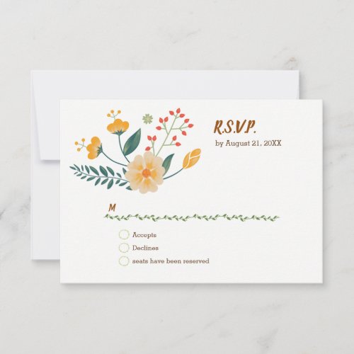 Romantic Foxes and Rustic Floral Foliage RSVP