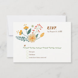 Romantic Foxes and Rustic Floral Foliage RSVP Card
