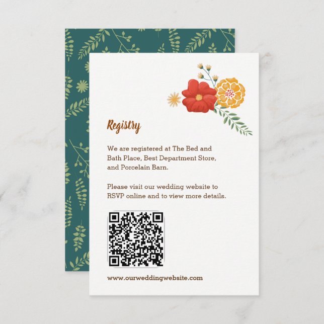 Romantic Foxes Floral Foliage Wedding Enclosure (Front/Back)