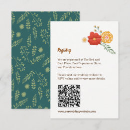 Romantic Foxes Floral Foliage Wedding Enclosure Card