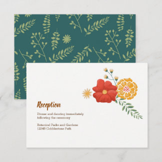 Romantic Foxes Floral Foliage Wedding Enclosure Invitation