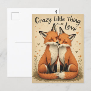Romantic Foxes in Love Illustration Postcard