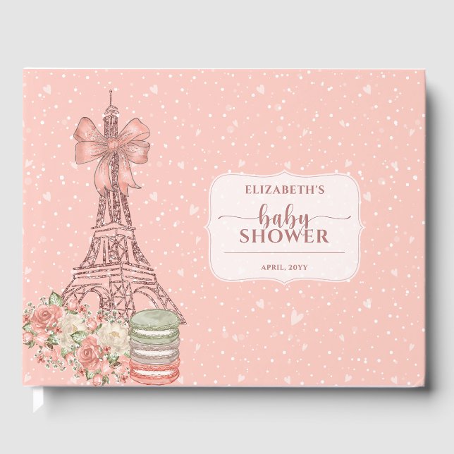 Romantic French Blush Pink Baby Shower Guest Book (Front)