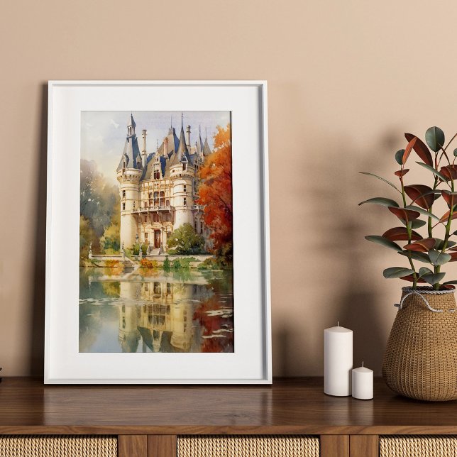 Romantic French Castle Watercolor Poster  (Creator Uploaded)