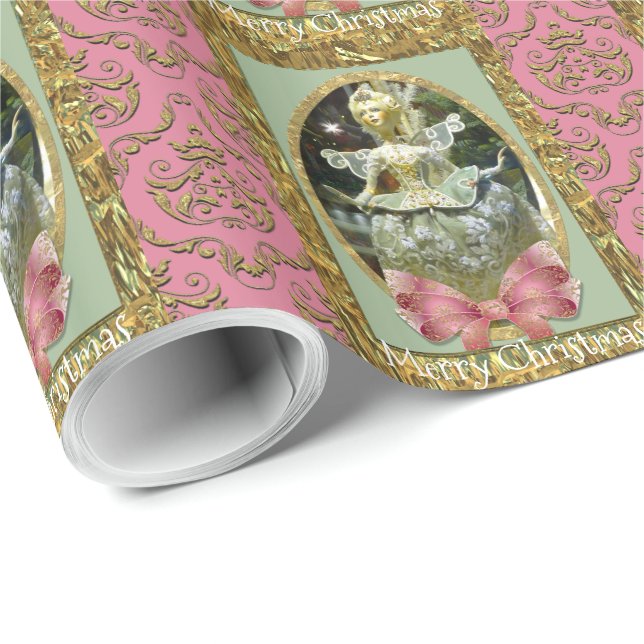 Romantic French Elegant Christmas Doll Wrapping Paper (Roll Corner)