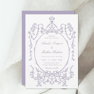Romantic French Frame Lavender Wedding Invitation