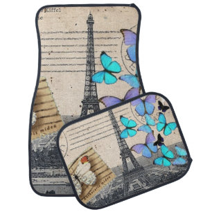 romantic french france travel paris eiffel tower car floor mat
