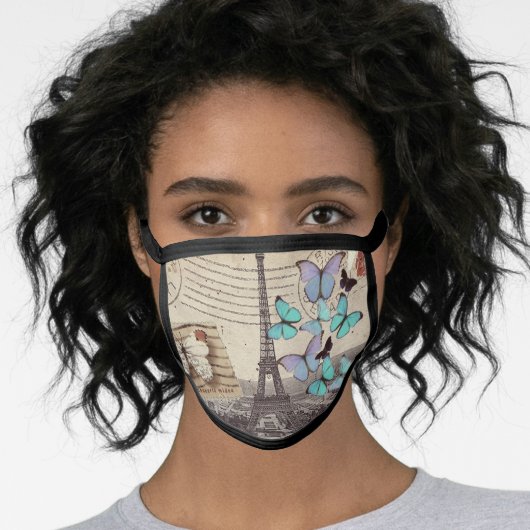 romantic french france travel paris eiffel tower face mask (Worn Her)