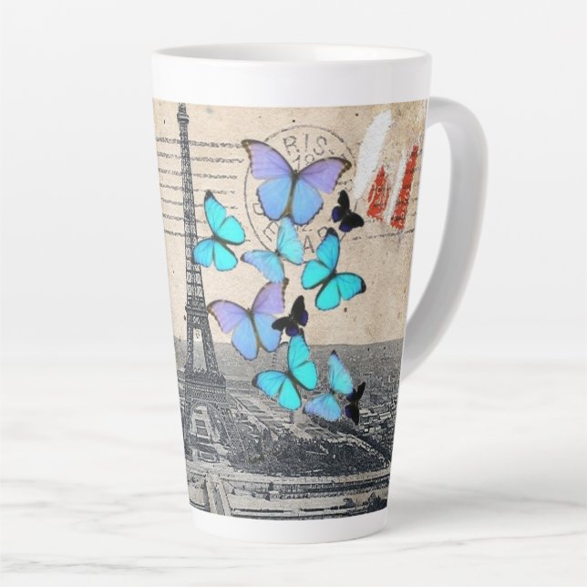 romantic french france travel paris eiffel tower latte mug (Right Angle)
