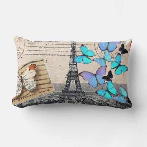 romantic french france travel paris eiffel tower lumbar pillow
