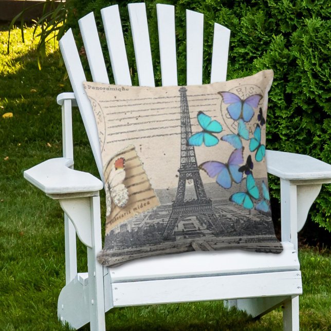romantic french france travel paris eiffel tower outdoor pillow (romantic french france travel paris eiffel tower outdoor pillow)