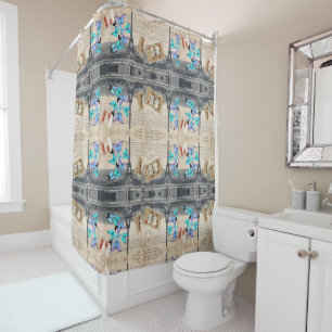 romantic french france travel paris eiffel tower shower curtain