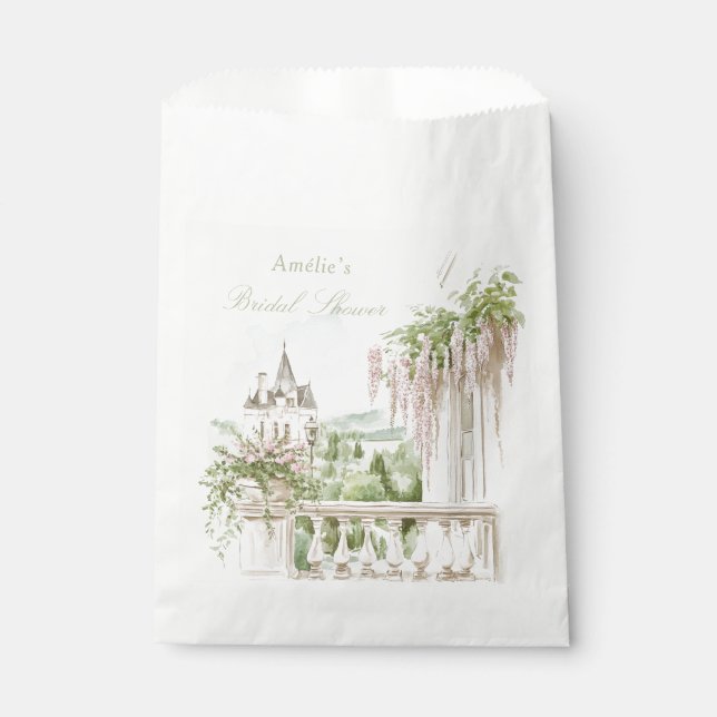 Romantic French Garden Chateau Bridal Shower  Favor Bag (Front)