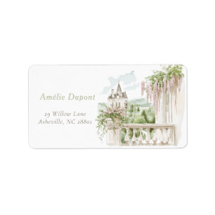 Romantic French Garden Chateau Bridal Shower Label