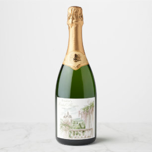 Romantic French Garden Chateau Bridal Shower Sparkling Wine Label