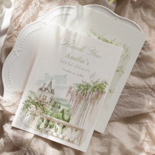 Romantic French Garden Chateau Bridal Shower Thank You Card