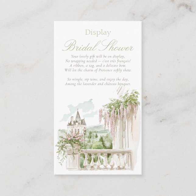 Romantic French Garden Chateau Display Bridal Enclosure Card (Front)