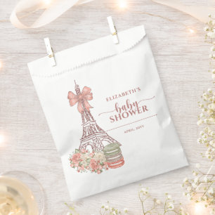 Romantic French Pink Bow Paris Baby Shower Favor Bag