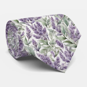 Romantic French sage and lilac floral patterned  Neck Tie
