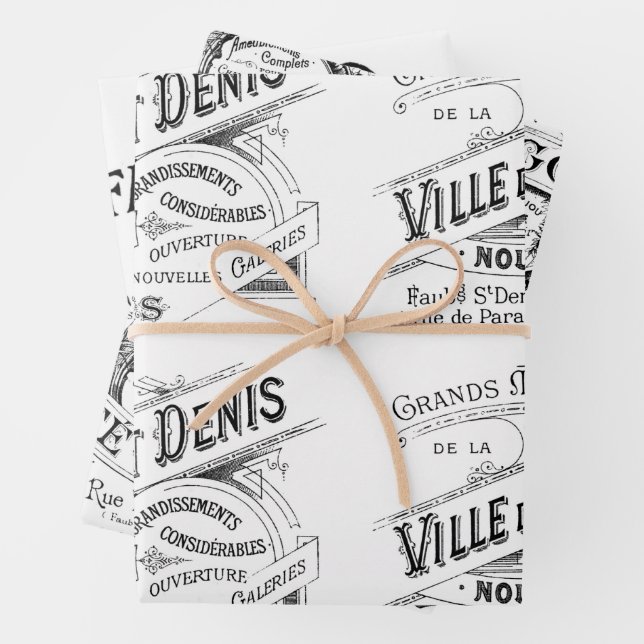 Romantic French Vintage Advertisement  Wrapping Paper Sheets (In situ)