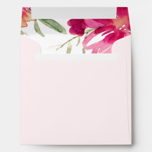 Romantic Fuchsia Floral Watercolor Custom Wedding Envelope