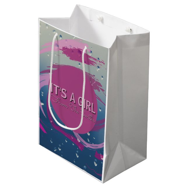 Romantic Fuchsia & Soft Pink Brushstroke Medium Gift Bag (Front Angled)