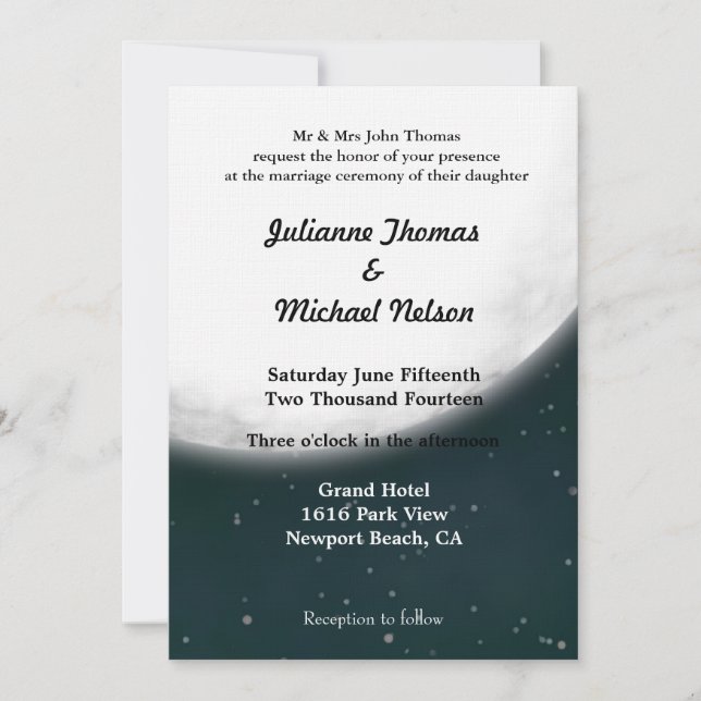 Romantic Full Moon Wedding Invitation (Front)