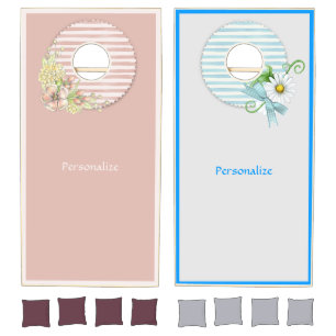 Romantic Fun His & Hers Pink & Blue Cornhole Set