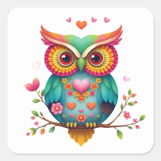 Romantic Fun Owl Stickers (Front)