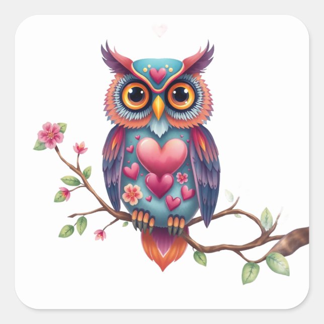 Romantic Fun Owl Stickers (Front)