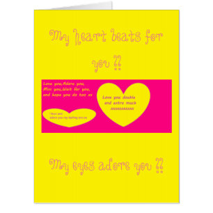 Romantic funny happy yellow pink purple design card