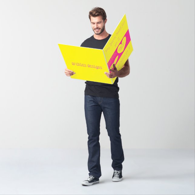 Romantic funny happy yellow pink red design with card (In Situ)