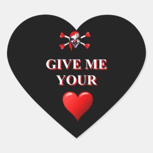 Romantic funny pirate ad red love heart sticker