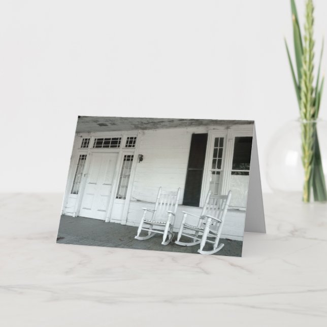 ROMANTIC FUNNY ROCKING CHAIRS GREETING CARD (Front)