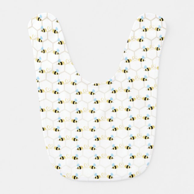 Romantic Funny Two Honeybees In Love Design Baby Bib (Front)