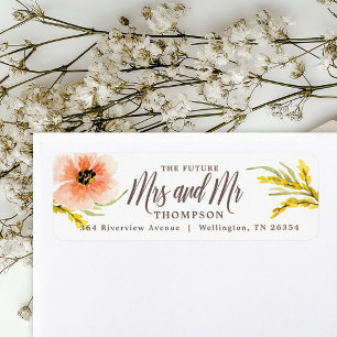 Romantic Future Mrs Wildflower Watercolor Return Label