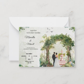 Romantic Garden Arch Watercolor Wedding Invitation