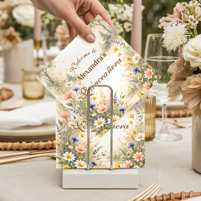 Romantic Garden Bloom Quinceañera Napkins (Creator Uploaded)