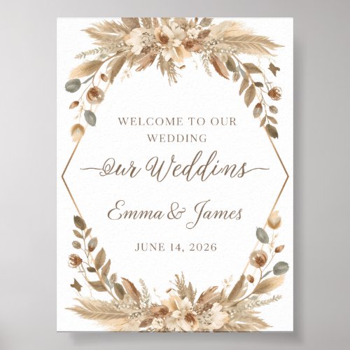 Romantic Garden Boho Wedding Poster  Rose Lavender