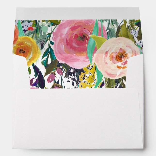 Romantic Garden Colorful Flowers Envelope (Back (Bottom))