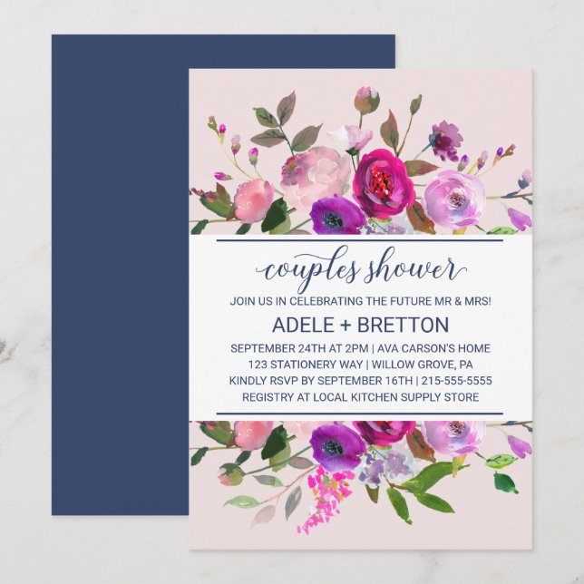 Romantic Garden Couples Shower Invitation (Front/Back)