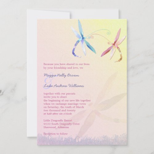 Romantic Garden Dragonfly Wedding Invitation
