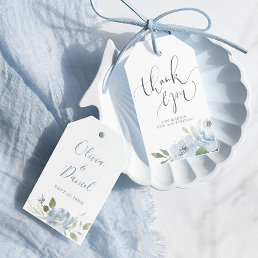 Romantic garden dusty blue floral thank you gift tags