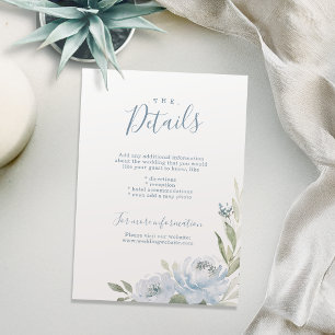 Romantic garden dusty blue floral wedding details invitation