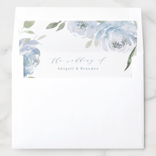 Romantic garden dusty blue floral wedding  envelop envelope liner