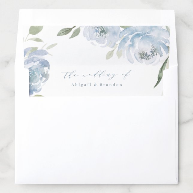Romantic garden dusty blue floral wedding  envelop envelope liner (In Envelope)
