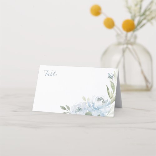 Romantic garden dusty blue floral wedding place card