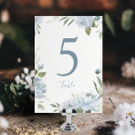 Romantic garden dusty blue floral wedding table number<br><div class="desc">Watercolor floral in dusty blue and sage green,  elegant and romantic,  great wedding table cards for modern wedding,  romantic wedding,  and botanical garden wedding in spring and summer.
See all the matching pieces in collection.</div>